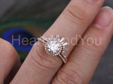 2.2ct Round Cut Moissanite Halo Ring Crown Band Bridal Set 14k Rose Gold Plated