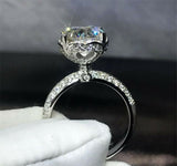 1.7ct Round Cut Diamond Engagement Ring 14k White Gold Finish Flower for Women
