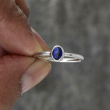 0.5ct Oval Cut Blue Sapphire Bezel Set Solitaire Women Ring 14k WhiteGold Finish