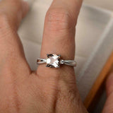 1ct Engagement Ring Cushion Cut Morganite Solitaire Trilogy 14k WhiteGold Finish