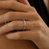0.5ct Round Cut Moissanite Dainty Stacking Women Band 14k White Gold Plated