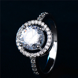 2.3Ct Round Cut VVS1/D Diamond Halo Hollow Engagement Ring 18K White Gold Finish