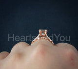 2ct Round Cut Simulated Morganite Solitaire Milgrain Band 14k Rose Gold Plated