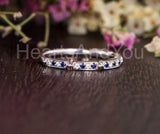 0.3ct Round Cut Simulated Sapphire Stacking Wedding Band 14k White Gold Plated