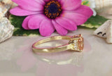 1.2ct Engagement Ring Oval Cut Peach Morganite Solitaire 14k Yellow Gold Finish