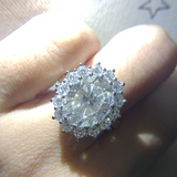 3ct Oval Cut Diamond Engagement Ring 14k Yellow Gold Finish Cluster Halo Flower