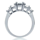 3Ct Emerald Cut Diamond Elegant Five Stone Engagement Ring 14K White Gold Finish