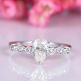 1.5ct Pear Cut Diamond Accents Solitaire Engagement Ring 14k White Gold Finish