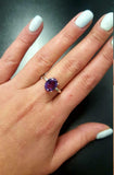 2ct Engagement Ring Oval Purple Amethyst 4 Prong Solitaire 18k White Gold Finish