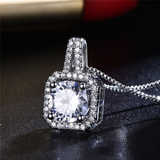 2.5ct Round Cut Diamond Pendant Halo Solitaire 14k White Gold Finish NO CHAIN