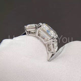 2.2ct Emerald Simulated Diamond Three Stone Engagement Ring 14k WhiteGold Plated