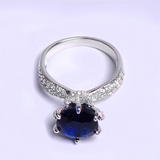 2ct Round Cut Blue Sapphire Engagement Ring 18k WhiteGold Over Accents Solitaire