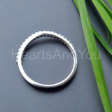 0.5ct Round Cut Moissanite Minimal Curved Stackable Band 14K White Gold Plated