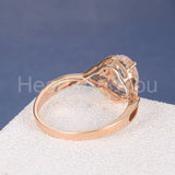 2ct Oval Cut Simulated Morganite Stylish Halo Filigree Ring 14k Rose Gold Plated