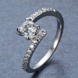 2.1ct Round Cut Diamond Engagement Ring 14k White Gold Finish Bypass Solitaire