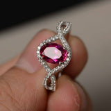 2ct Oval Cut Pink Ruby Infinity Promise Engagement Ring 14k White Gold Finish