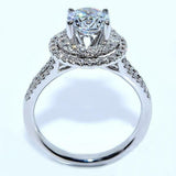 5Ct Round Cut Diamond Dual Halo Split Shank Solitaire Ring 14K White Gold Finish