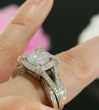 2.5ct Round Cut Diamond Unique Split Band Engagement Ring 14k White Gold Finish