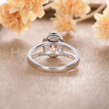 2ct Oval Cut Simulated Morganite Split Halo Engagement Ring 14k WhiteGold Plated