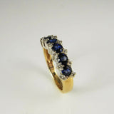 2.2ct Round Cut Blue Sapphire Five Stone Engagement Ring 14k Dual Gold Finish