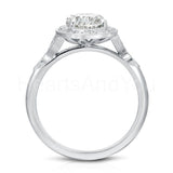 2.2ct Oval Simulated Diamond Halo Milgrain Engagement Ring 14k White Gold Plated