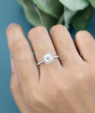 0.5ct Cushion Cut Simulated Diamond Halo Engagement Ring 14k White Gold Plated