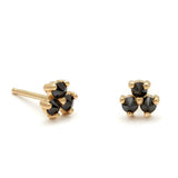 0.4ct Round Black Diamond Trilogy Minimalist Stud Earrings 14k Yellow Gold Over