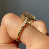 2.2ct Emerald Simulated Diamond Bezel Set Engagement Ring 14k Yellow Gold Plated