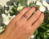 0.5ct Round Cut Ruby Trilogy Ball Solitaire Engagement Ring 14k White Gold Over