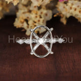 0.3ct Oval Stone Ring Setting Round Simulated Semi Mount 14k Rose Gold Plated