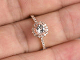 1ct Round Cut Peach Morganite Engagement Ring Diamond Halo 14k Rose Gold Finish