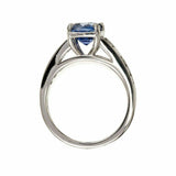 2.2ct Cushion Blue Sapphire Engagement Ring Accent Solitaire 14k White Gold Over