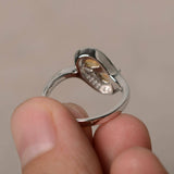 2ct Pear Cut Yellow Citrine Swirl Unique Engagement Ring 14k White Gold Finish