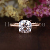 0.5ct Cushion Simulated Diamond Solitaire Engagement Ring 14k Rose Gold Plated