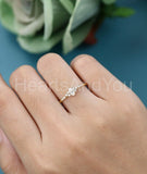 0.5ct Pear Simulated Diamond Minimalist Engagement Ring 14k Yellow Gold Plated