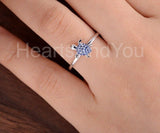 0.2ct Round Cut Simulated Blue Sapphire Sea Turtle Ring 14k White Gold Plated