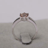 2.1ct Round Cut Peach Morganite Solitaire with Accent Ring 14k White Gold Finish