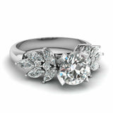 2ct Round Cut Diamond Marquise Cluster Engagement Ring 14k White Gold Finish