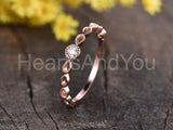 0.15ct Round Cut Moissanite Milgrain Design Engagement Ring 14k Rose Gold Plated