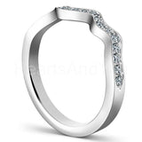 0.5ct Round Cut Moissanite Wave Women Wedding Band 14k White Gold Plated