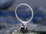 1.5Ct Pear Cut Red Garnet Solitaire Halo Engagement Ring 18K White Gold Finish