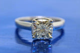1.5ct Cushion Diamond Engagement Ring Hidden Halo Solitaire 14k White Gold Over