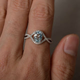 2ct Oval Cut Blue Aquamarine Infinity Wedding Engagement Ring 14k WhiteGold Over