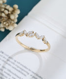 0.5ct Marquise Simulated Diamond Minimalist Wedding Band 14k Yellow Gold Plated