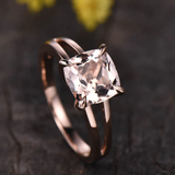 1ct Engagement Ring Cushion Cut Peach Morganite Split Shank 14k Rose Gold Finish