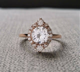 3Ct Round Cut Diamond Halo Crown Solitaire Engagement Ring 14K Rose Gold Finish