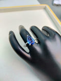 1.2ct Engagement Ring Pear Cut Blue Sapphire Diamond Accent 14k WhiteGold Finish