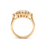 2ct Emerald Diamond 5 Stone Solitaire with Accent Stylish Ring 14k RoseGold Over