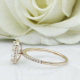 2ct Emerald Diamond Engagement Ring Halo Solitaire with Accent 14k RoseGold Over