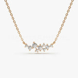 1ct Round Cut Moissanite Cluster Pendant with Chain 14k Yellow Gold Plated